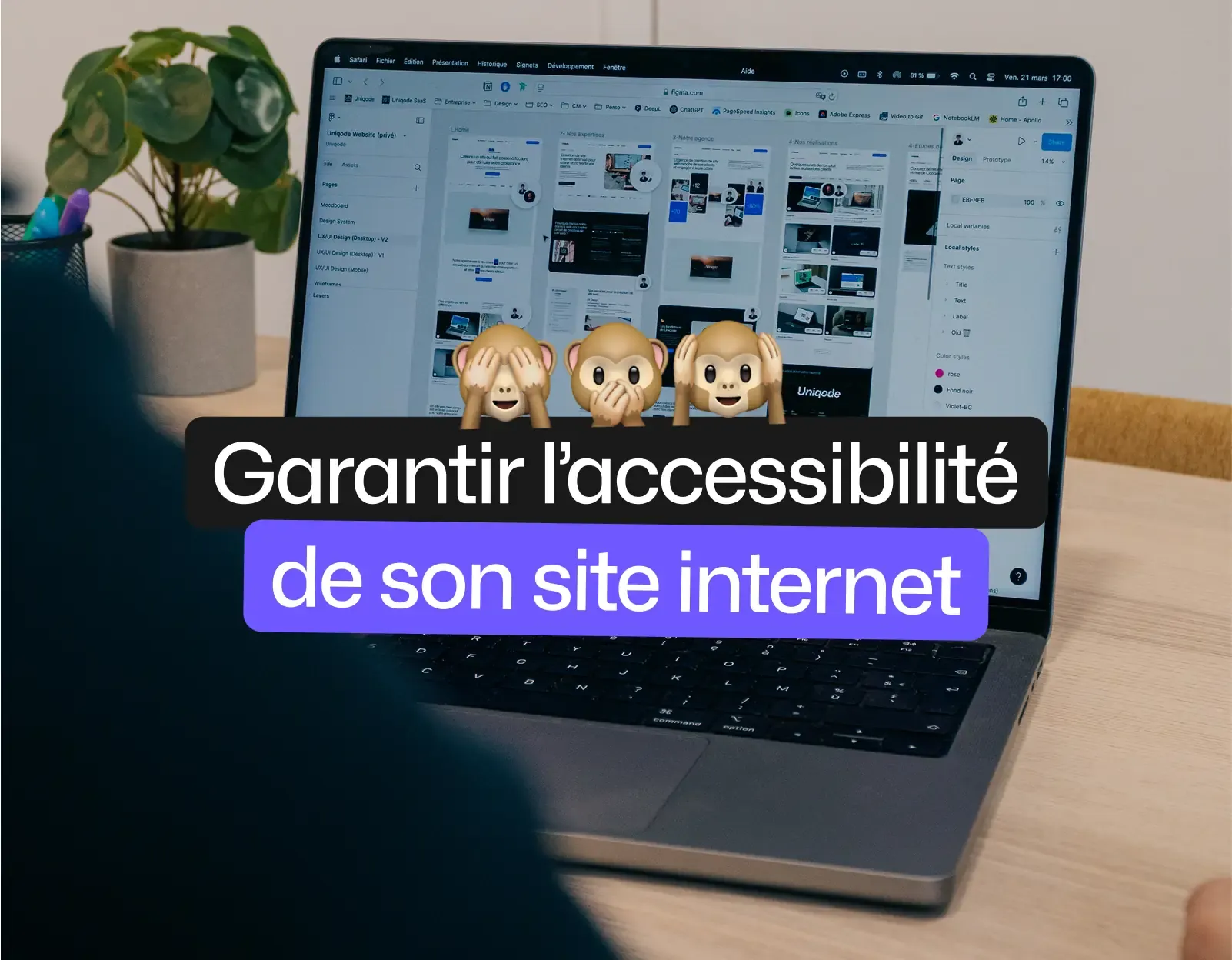 Interface Figma avec titre garantir l'accessibilité site web